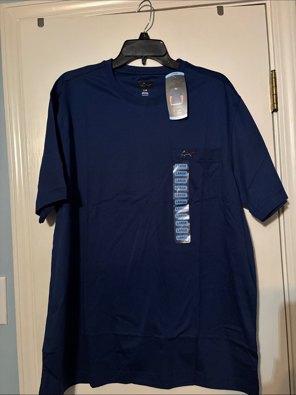 Greg Norman Navy Short-Sleeve Pocket Tee men’s large. NWT